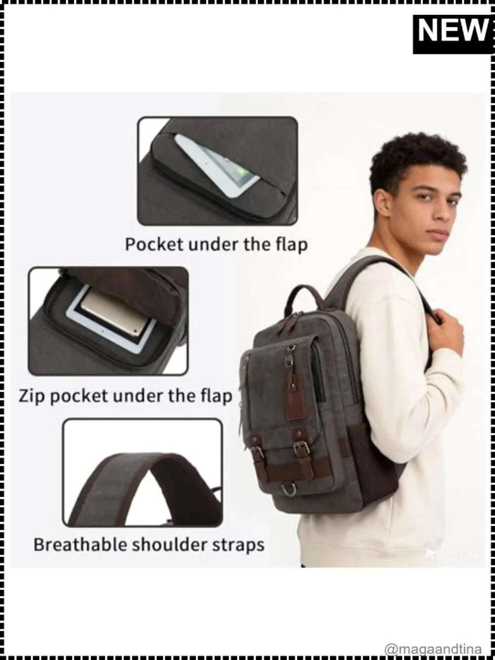 Canvas Messenger Bag Crossbody Backpack Travel Shoulder Bag